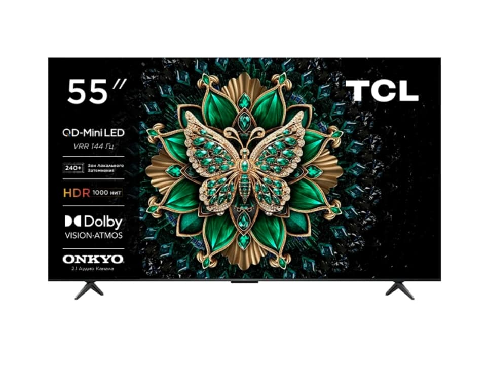 4K (Ultra HD) Smart телевизор TCL 55C6K 55″, 140 см, MiniLED, Google TV, HDMI 2.1, 144 Гц